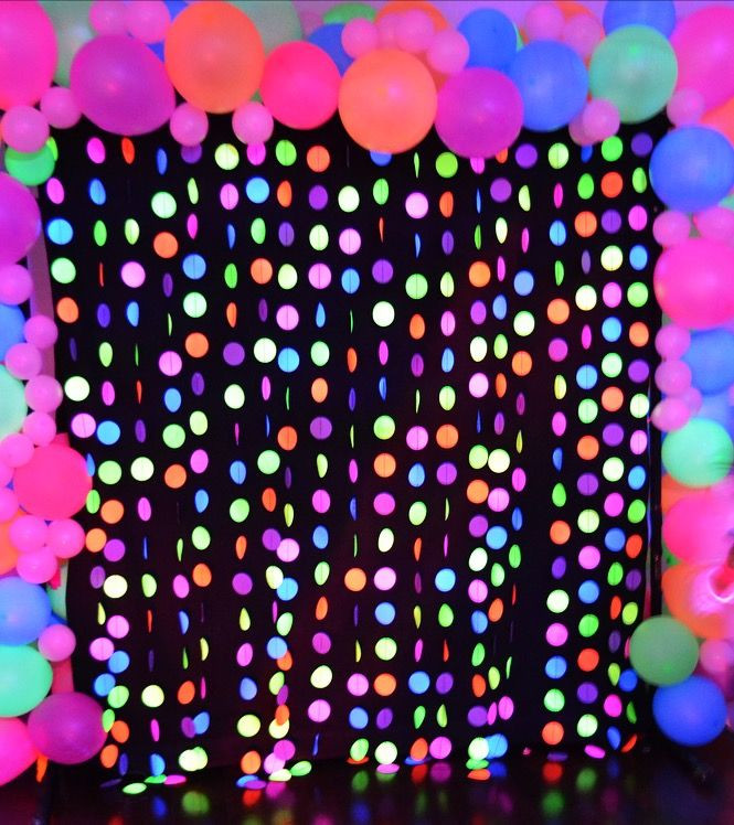 DIY Neon Party Decorations
 The Backdrop for the Neon Glow Party was so cool I