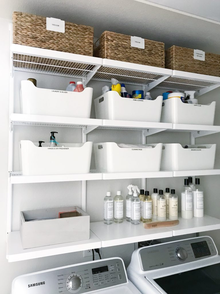 DIY Organize Room
 Simple DIY Updated Shelving for a Small Laundry Room