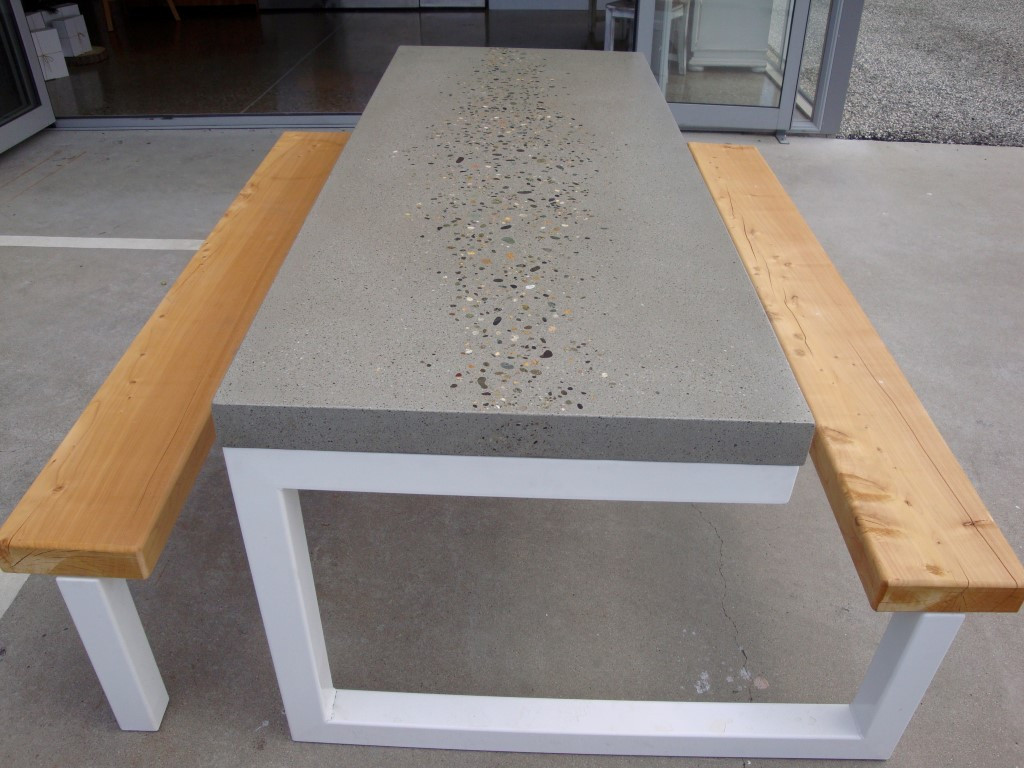 DIY Outdoor Concrete Table
 Design Table Concrete How To Inlay Wood Into Floor