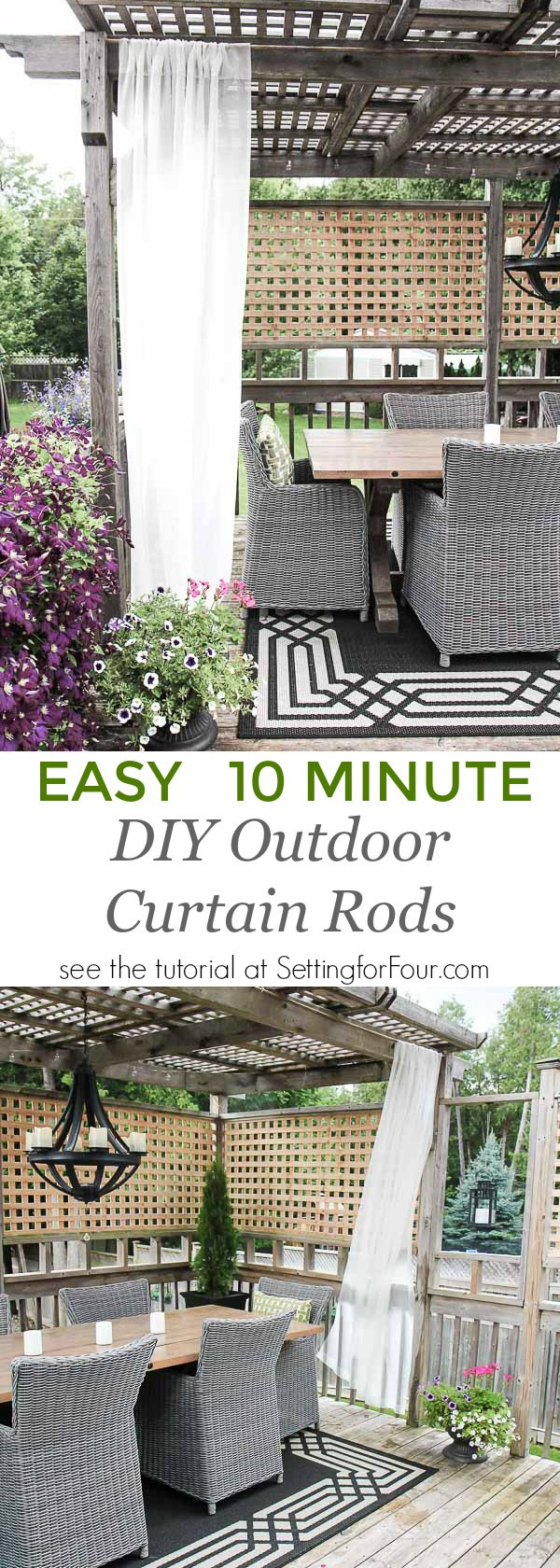 DIY Outdoor Curtain Rods
 Easy DIY Outdoor Curtain Rods In 10 Minutes Setting for Four