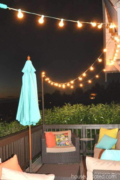 DIY Outdoor String Lights
 Pin on Backyard makeover