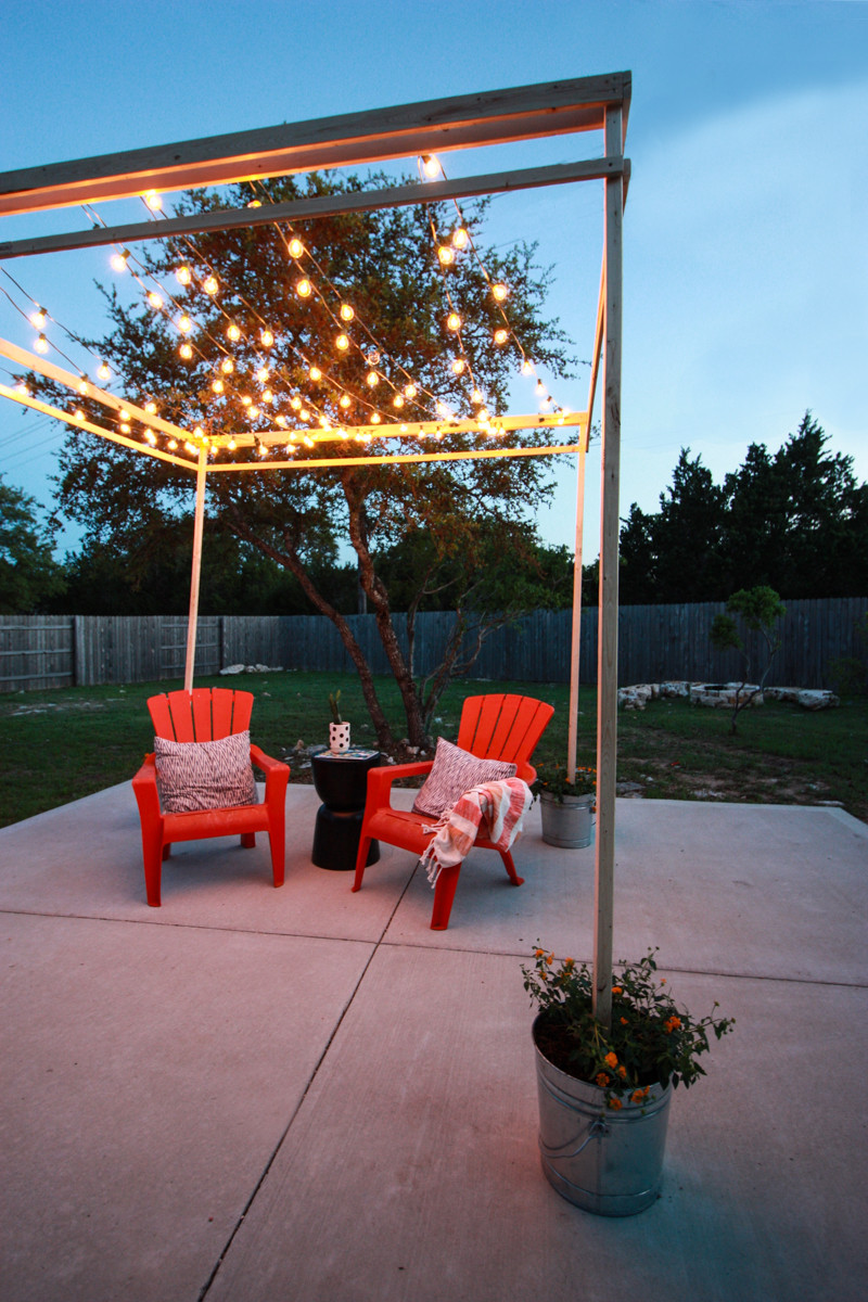 DIY Outdoor String Lights
 DIY String Light Pergola Define Your Outdoor Space