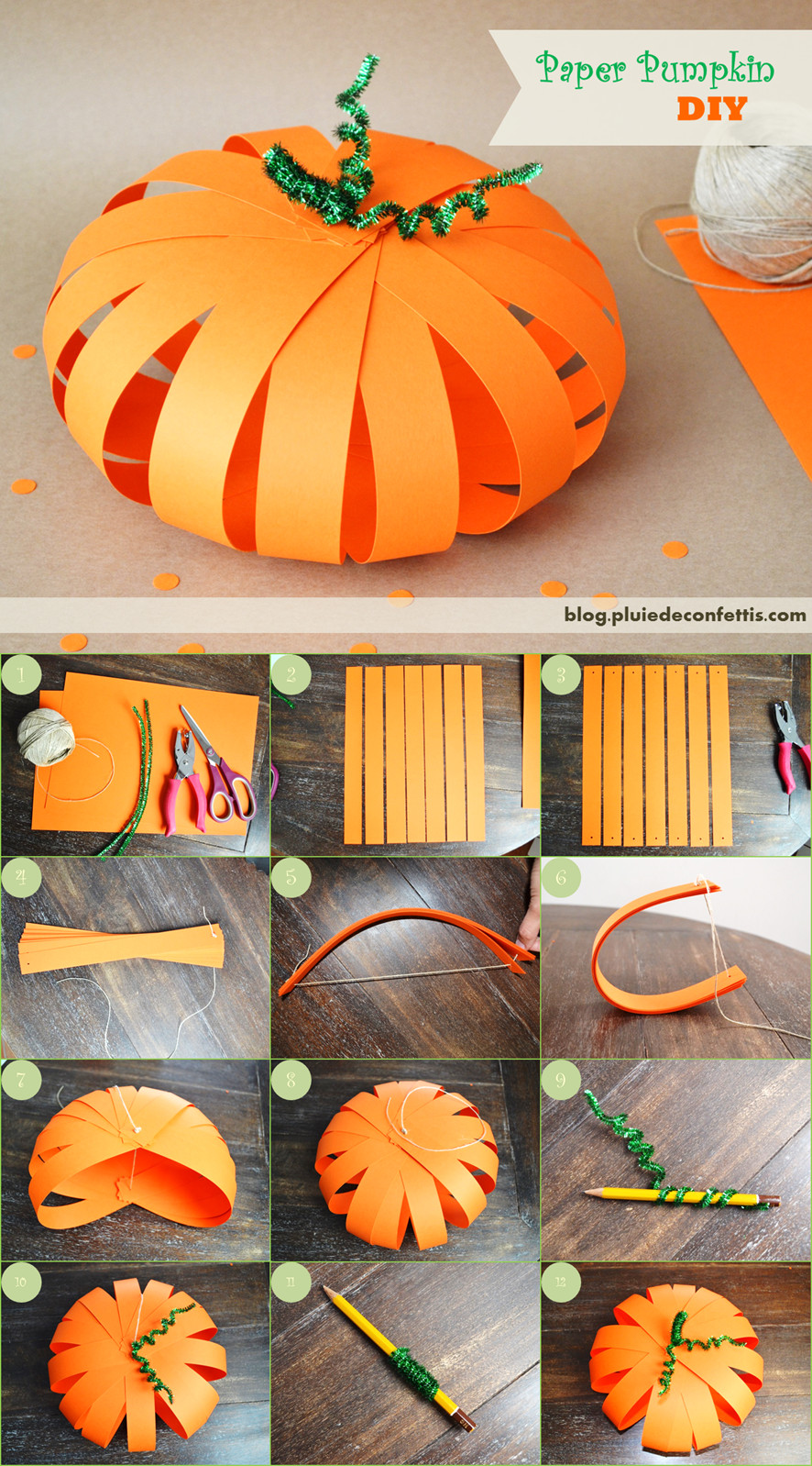 DIY Paper Halloween Decorations
 Diy citrouille en papier pour Halloween