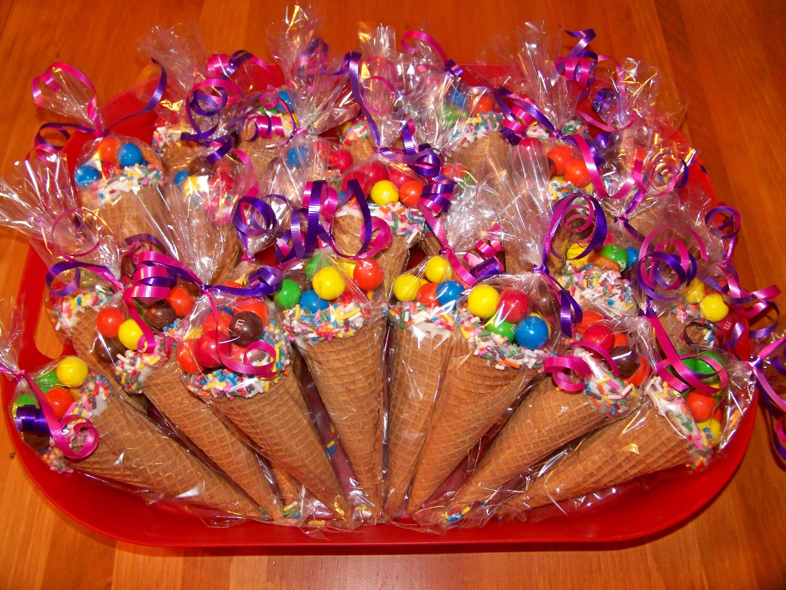 DIY Party Favors For Kids
 Candy cone party favors I dipped the rims of sugar cones