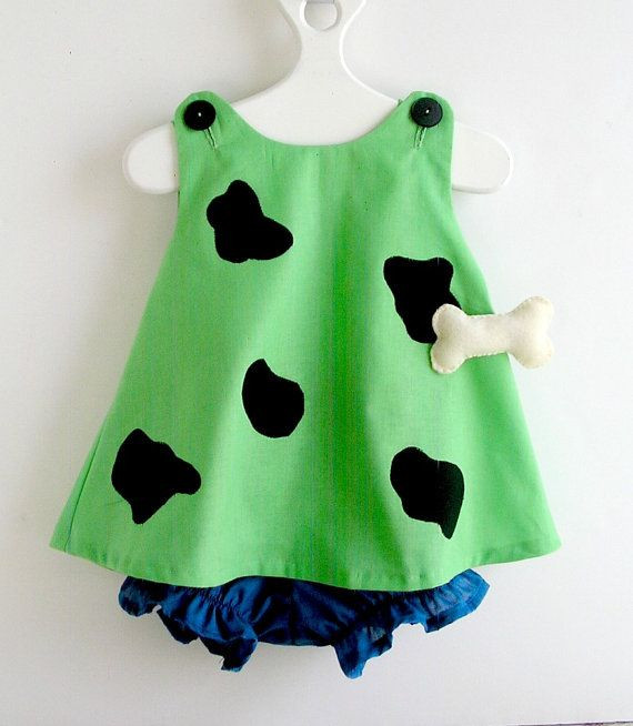 DIY Pebbles Costume Toddler
 Baby and Toddler Green Pebbles Flintstone Costume by