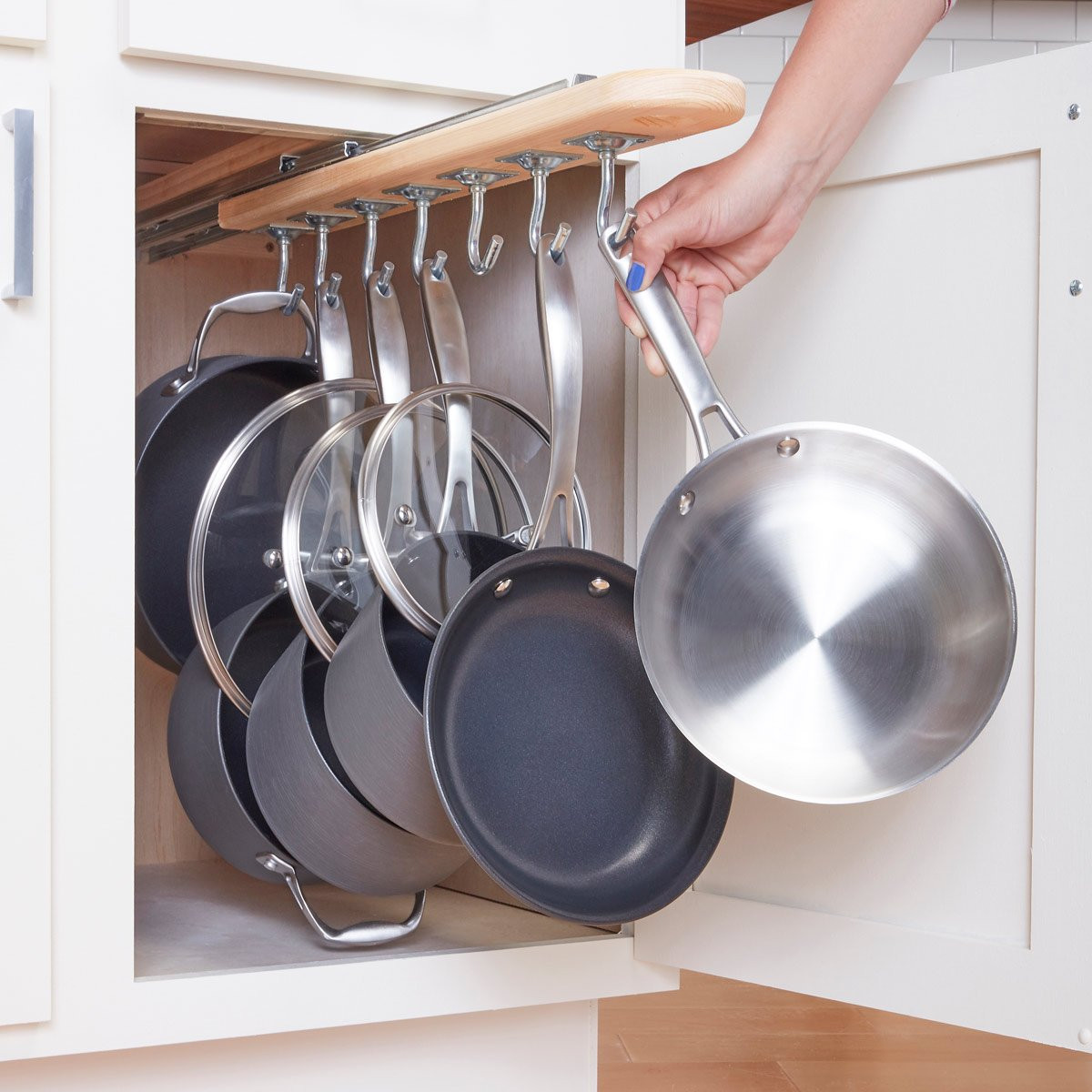 DIY Pots And Pans Organizer
 Kitchen Cabinet Storage Solutions DIY Pot and Pan Pullout
