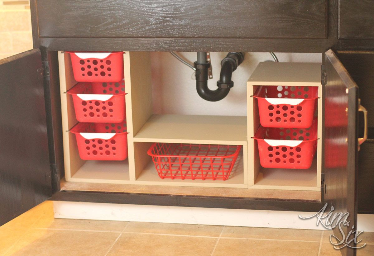 DIY Pull Out Cabinet Organizer
 Undersink Cabinet Organizer with Pull Out Baskets in 2019