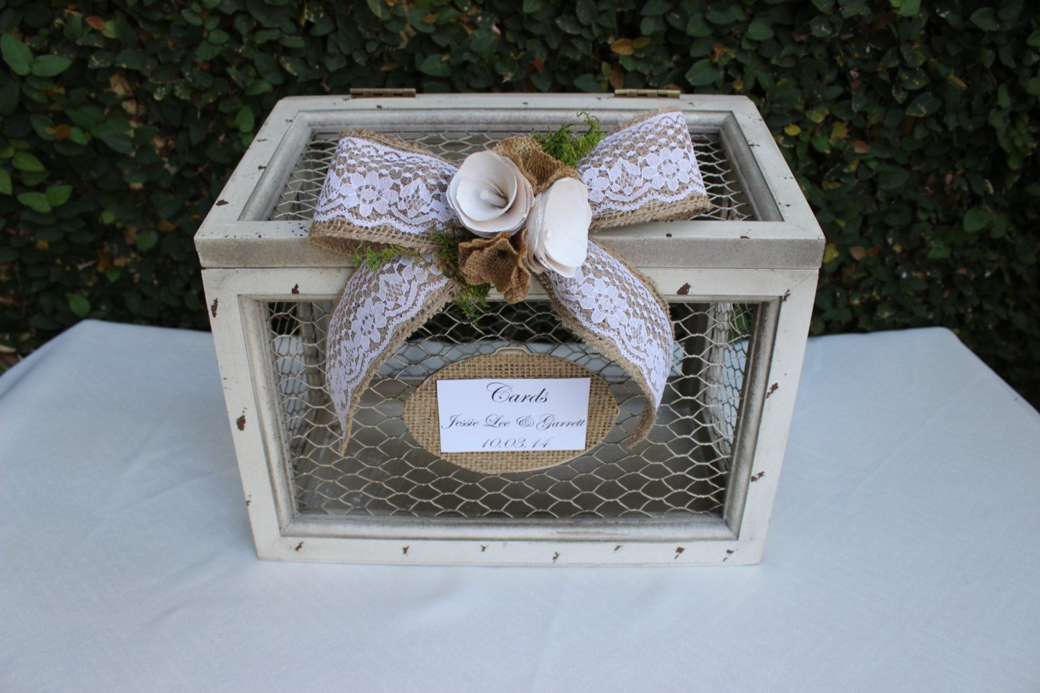 DIY Rustic Wedding Card Box
 diy wedding card box chicken wire and wood Google Search