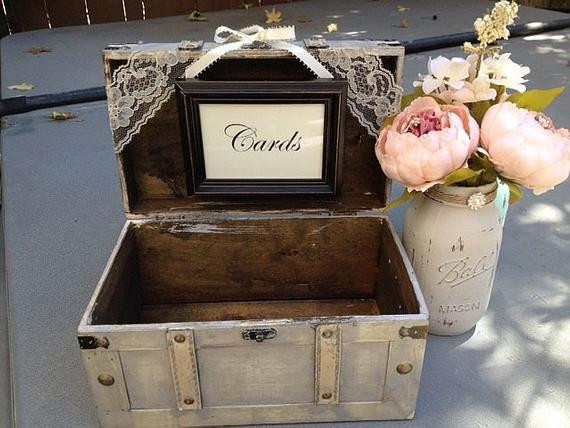 DIY Rustic Wedding Card Box
 Rustic Ivory Wedding Card Box with Cards Sign Guest Table
