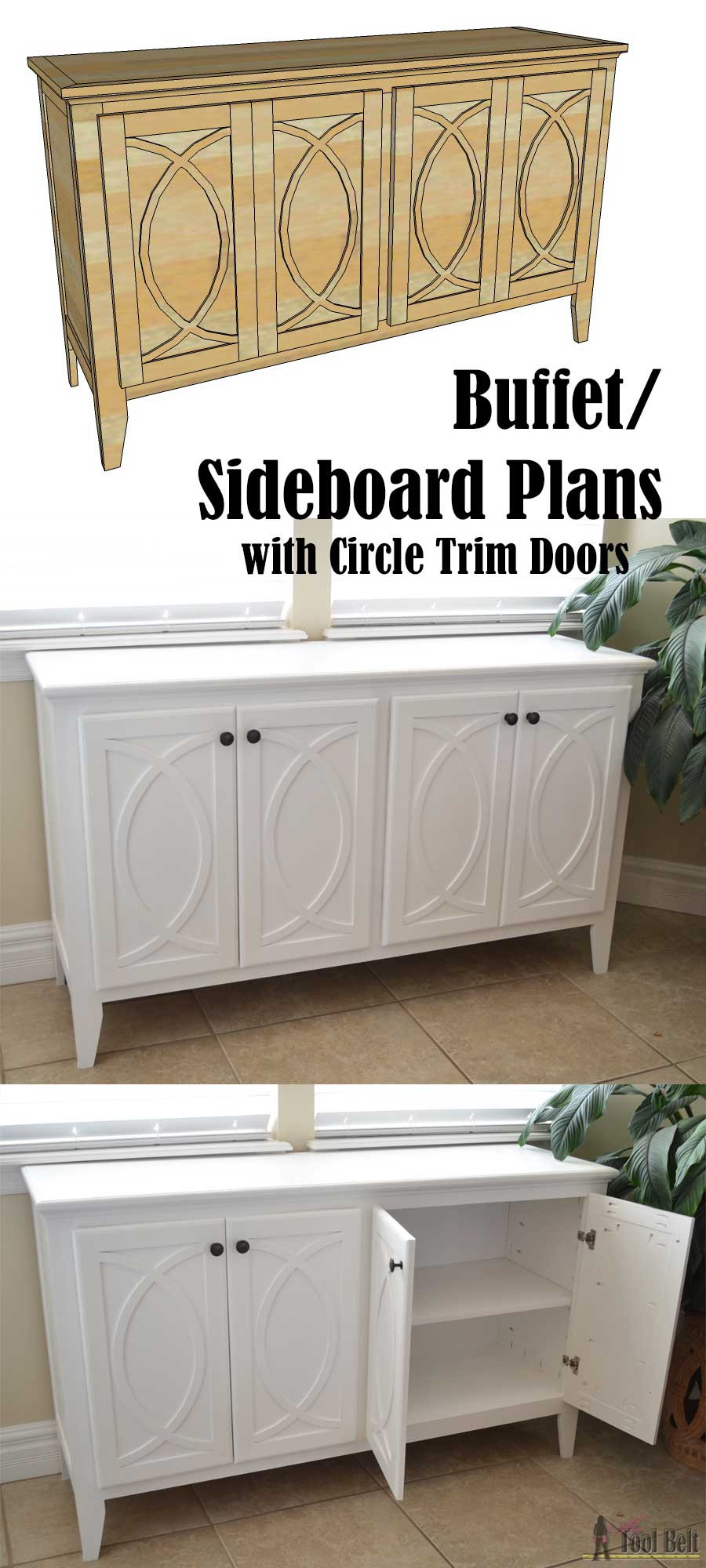 DIY Sideboard Plans
 DIY Buffet Sideboard with Circle Trim Doors Her Tool Belt