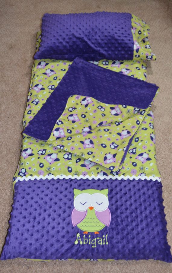 DIY Toddler Nap Mat
 Owl Nap Mat Cover with Pillow and Blanket by