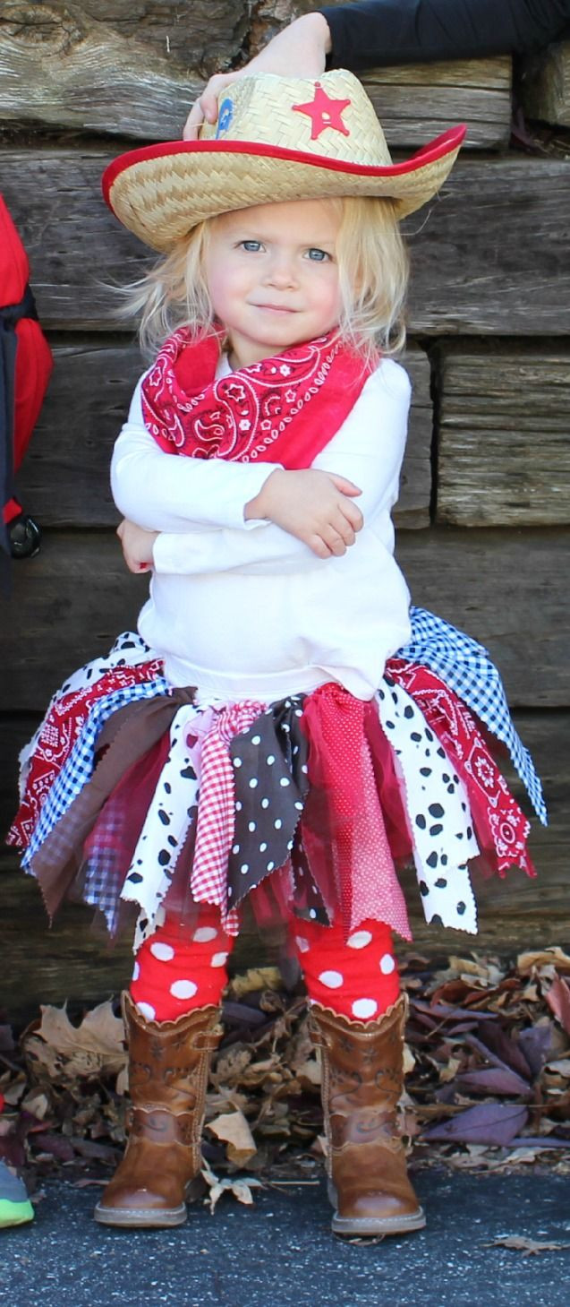 DIY Toddler Tutu
 Toddler Cowgirl Halloween Costume fabric cowgirl Tutu