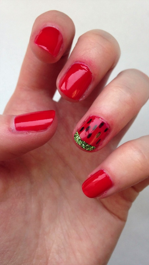 Diy Toe Nail Art
 DIY Glitter Watermelon Nail Design Beauty Ideas