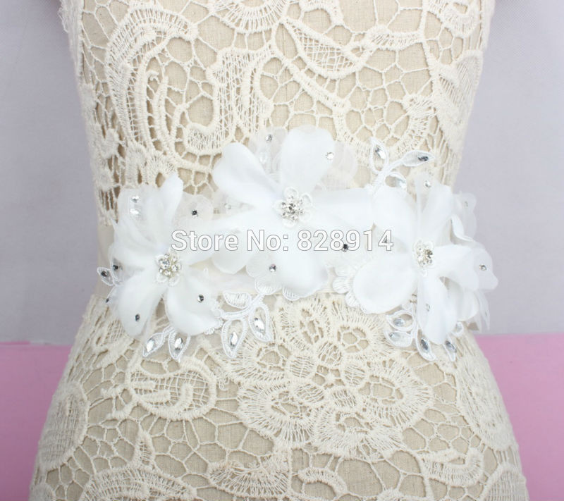DIY Wedding Dress Sash
 Wholesale Luxury White Flower Wedding Dress sash Bridal