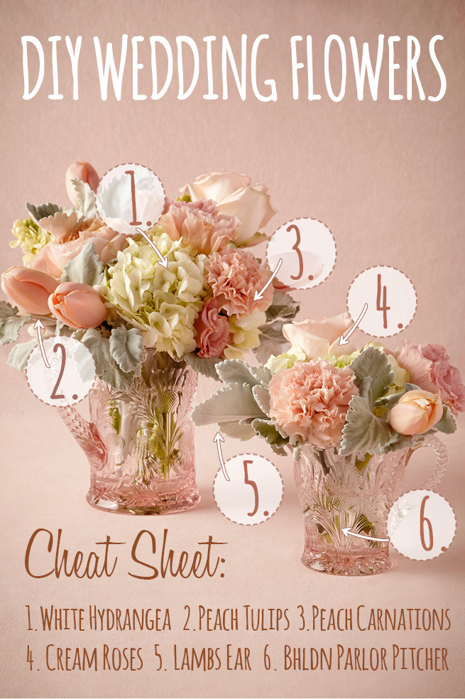Diy Wedding Flower Arrangements
 Peach & White DIY Wedding Flower Centerpiece Inspired by
