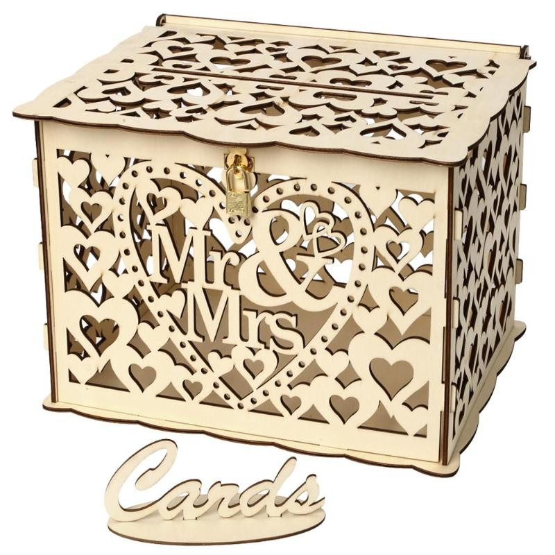 DIY Wedding Gift Card Box
 New DIY Wedding Gift Card Box Wooden Money Box with Lock