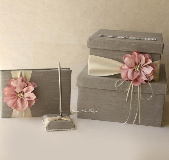DIY Wedding Gift Card Box
 Wedding card box guest book and pen set Custom Made to
