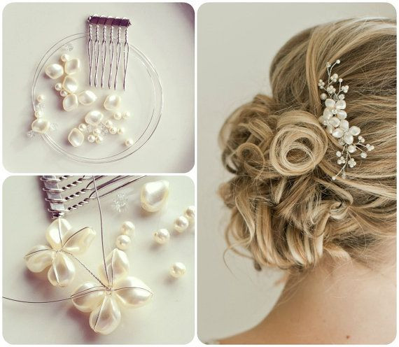 DIY Wedding Hair Combs
 Bridal Hair b Bridal Hairpiece Pearl Hair b