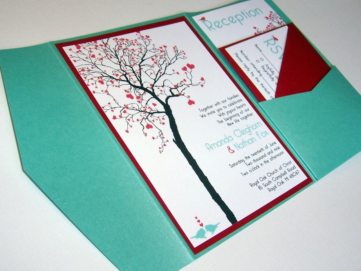 DIY Wedding Invite
 Wedding Invitation DIY Pocketfold Heart Tree Printable