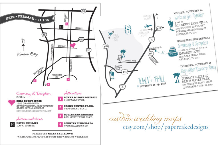 DIY Wedding Map
 DIY wedding maps – papercake designs
