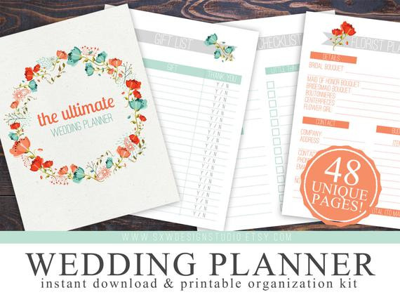 DIY Wedding Planner Printables
 Printable Wedding Checklist Planner