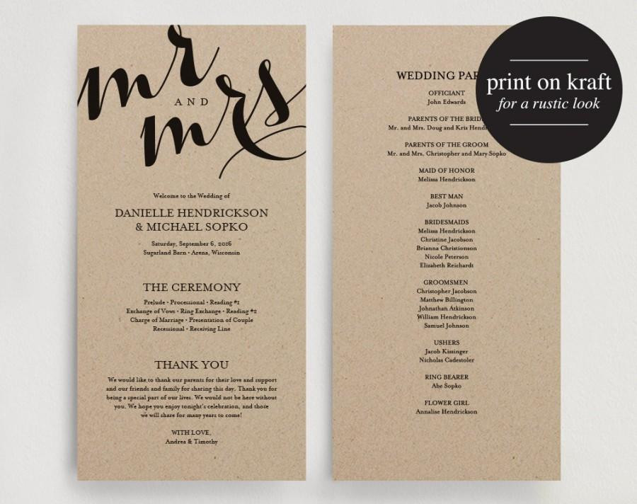 DIY Wedding Programs Templates
 Wedding Program Printable Template Printable Program
