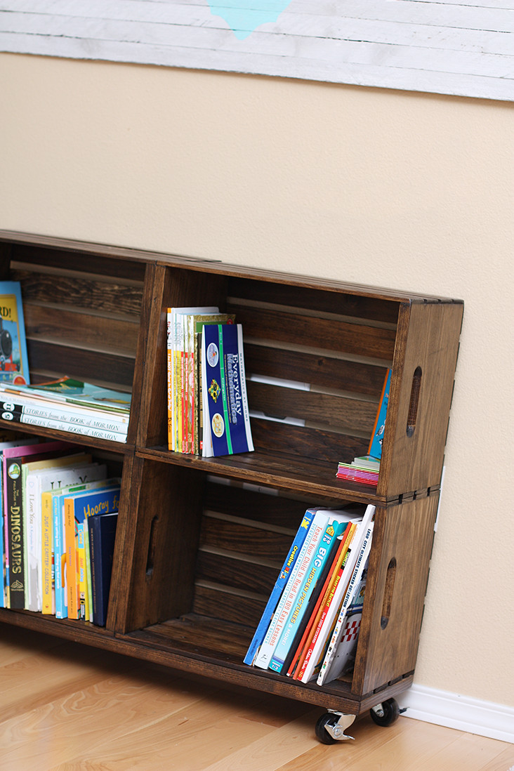DIY Wood Bookcase
 DIY Wood Crate Bookshelf Sew Much Ado