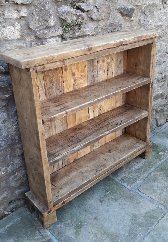 DIY Wood Bookcase
 Handmade solid wood bookcase reclaimed wood shelves rustic