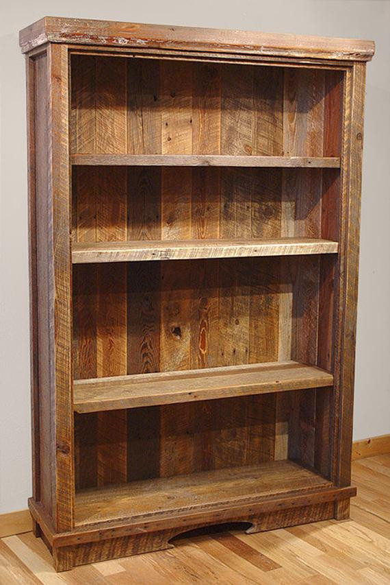 DIY Wood Bookcase
 Reclaimed barn wood Rustic Heritage Bookcase