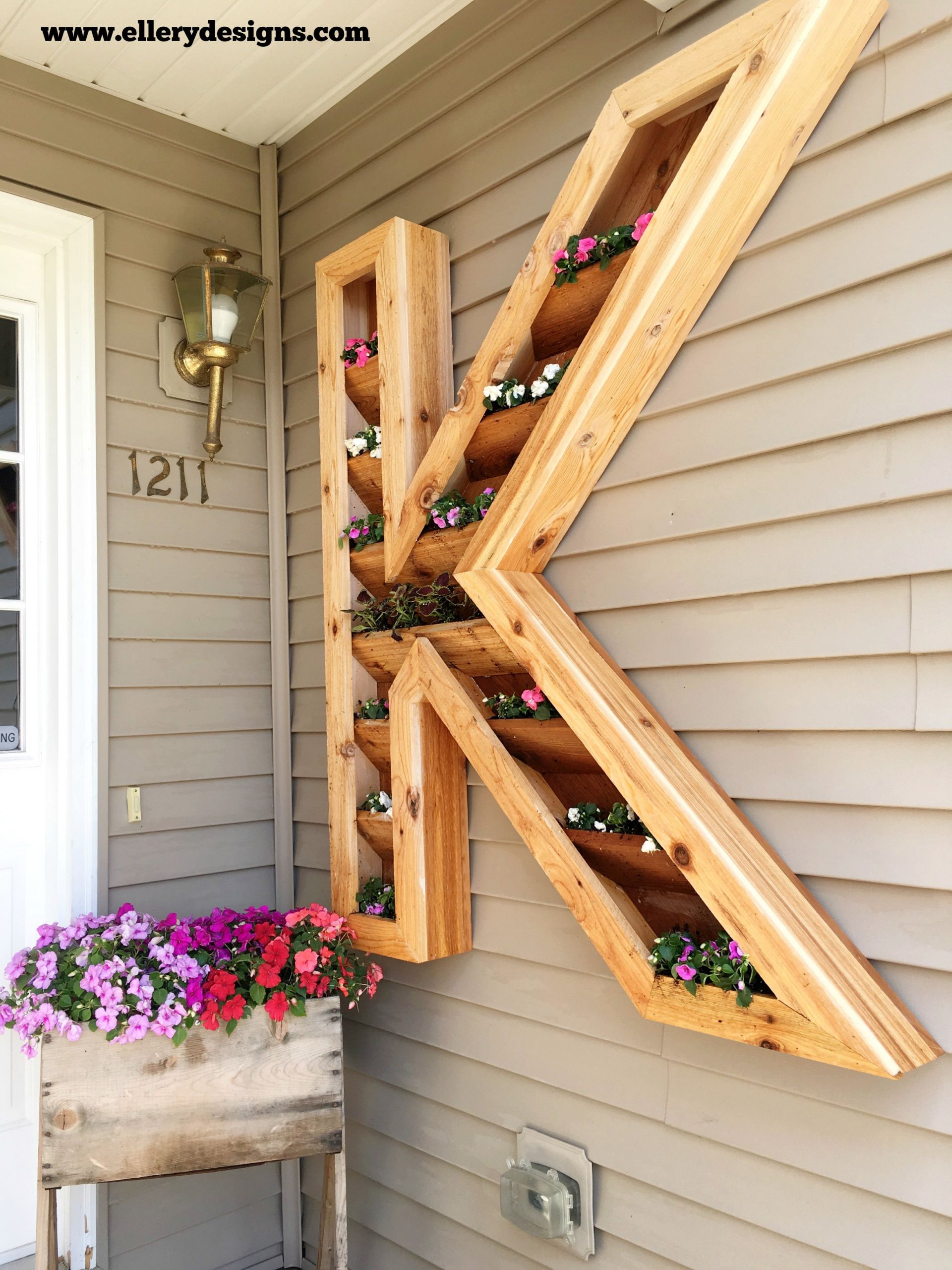 DIY Wood Flower Boxes
 DIY Cedar Monogram Planter Box – Ellery Designs