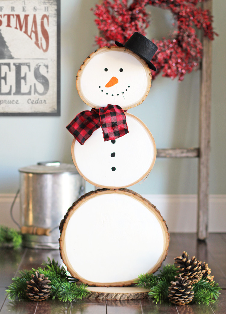 DIY Wood Snowman
 The Craft Patch Reversible Fall and Christmas Wood Slice