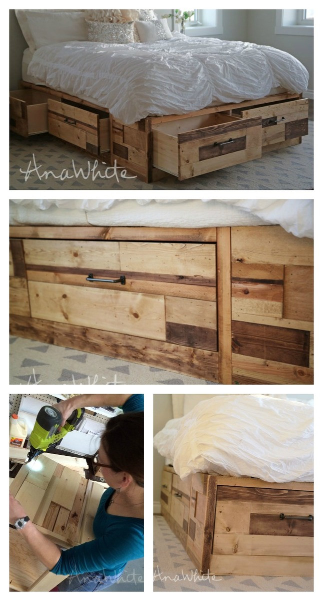 DIY Wood Storage
 Brandy Scrap Wood Storage Bed with Drawers KING