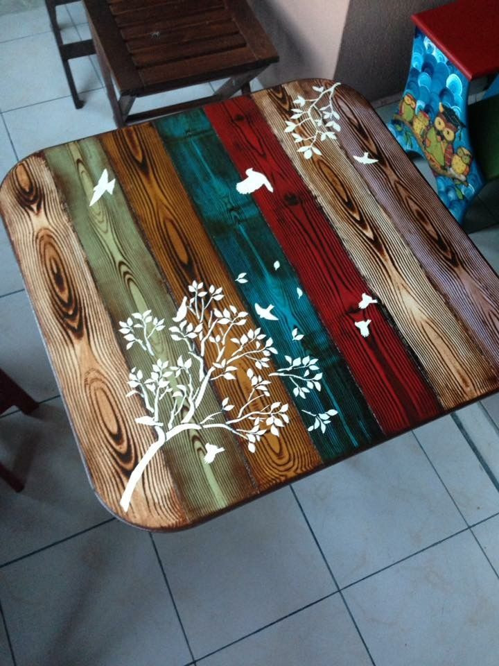 DIY Wood Table Top Ideas
 Faux wood painted table top