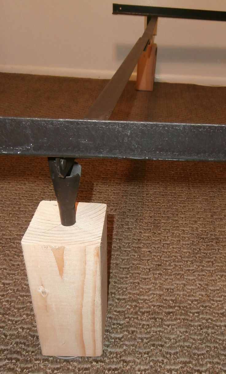 DIY Wooden Bed Risers
 Bed riser and bedframe