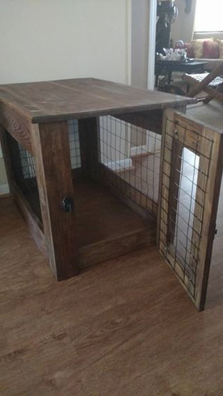 DIY Wooden Dog Kennel
 Dog Crate to make – Tap the pin for the most adorable