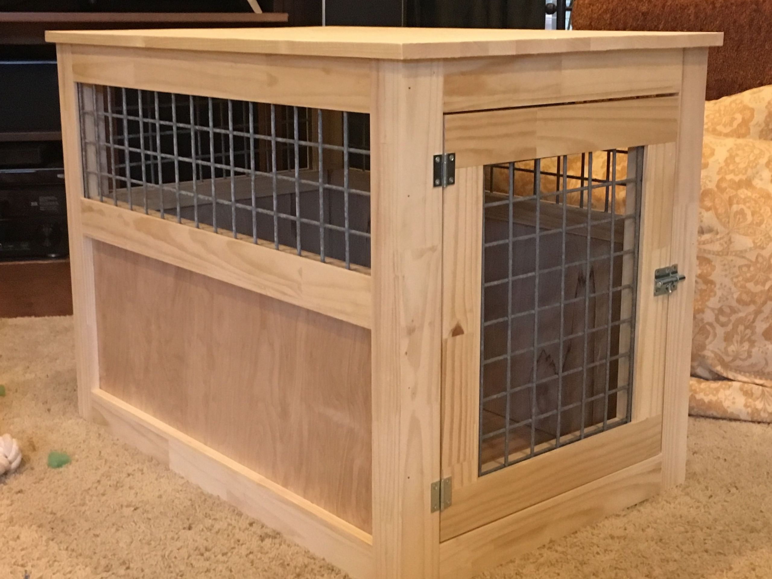 DIY Wooden Dog Kennel
 Slightly altered large dog kennel end table