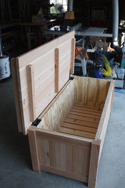 DIY Wooden Storage Box Plans
 From this to a storage bench