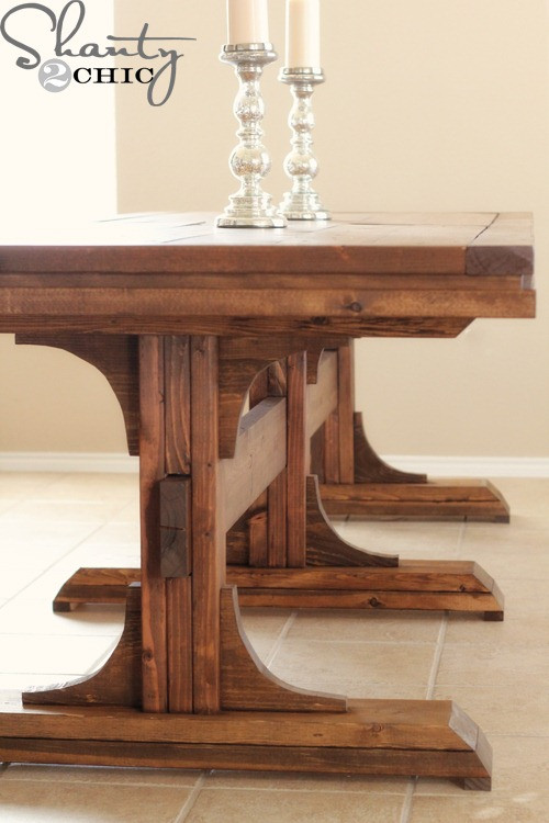 DIY Wooden Table
 Restoration Hardware Inspired Dining Table for $110