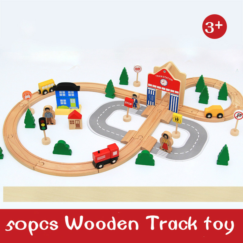 DIY Wooden Train
 50pcs Set High Quality Beech Wood Wooden Train Toy DIY