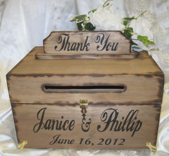 DIY Wooden Wedding Card Box
 Rustic Wedding Card Box Keepsake Chest Handpainted