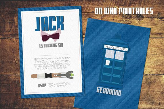 Doctor Who Birthday Invitations
 Printable Dr Who Birthday Invitations plete with Matt
