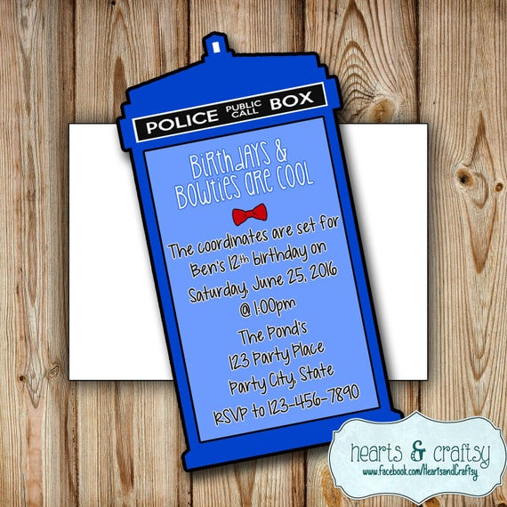 Doctor Who Birthday Invitations
 Personalized Doctor Who Party Invitation Doctor Who Birthday