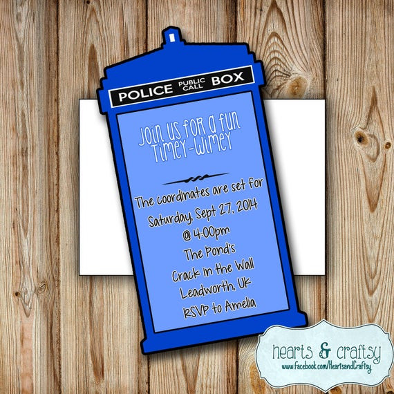 Doctor Who Birthday Invitations
 Personalized Printable Doctor Who Party by HeartsandCraftsy