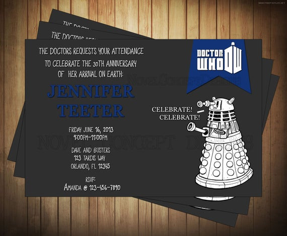 Doctor Who Birthday Invitations
 Novel Concept Designs Doctor Who Birthday Invitations