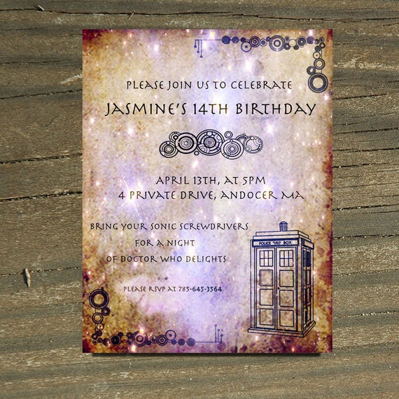 Doctor Who Birthday Invitations
 Custom Doctor Who Printable Birthday Wedding Invitation