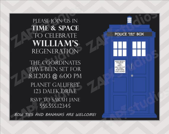 Doctor Who Birthday Invitations
 Doctor Who Birthday Party Invitation Printable Digital by