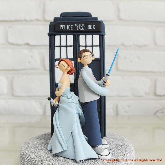 Doctor Who Wedding Cake Topper
 Custom Cake Topper Doctor Who Star wars bined theme