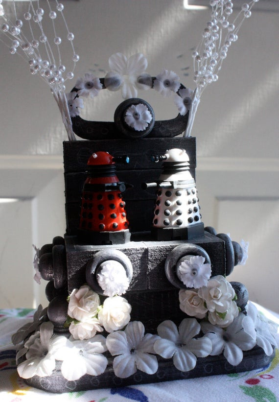 Doctor Who Wedding Cake Topper
 Dr Who Dalek bride and groom wedding cake topper by