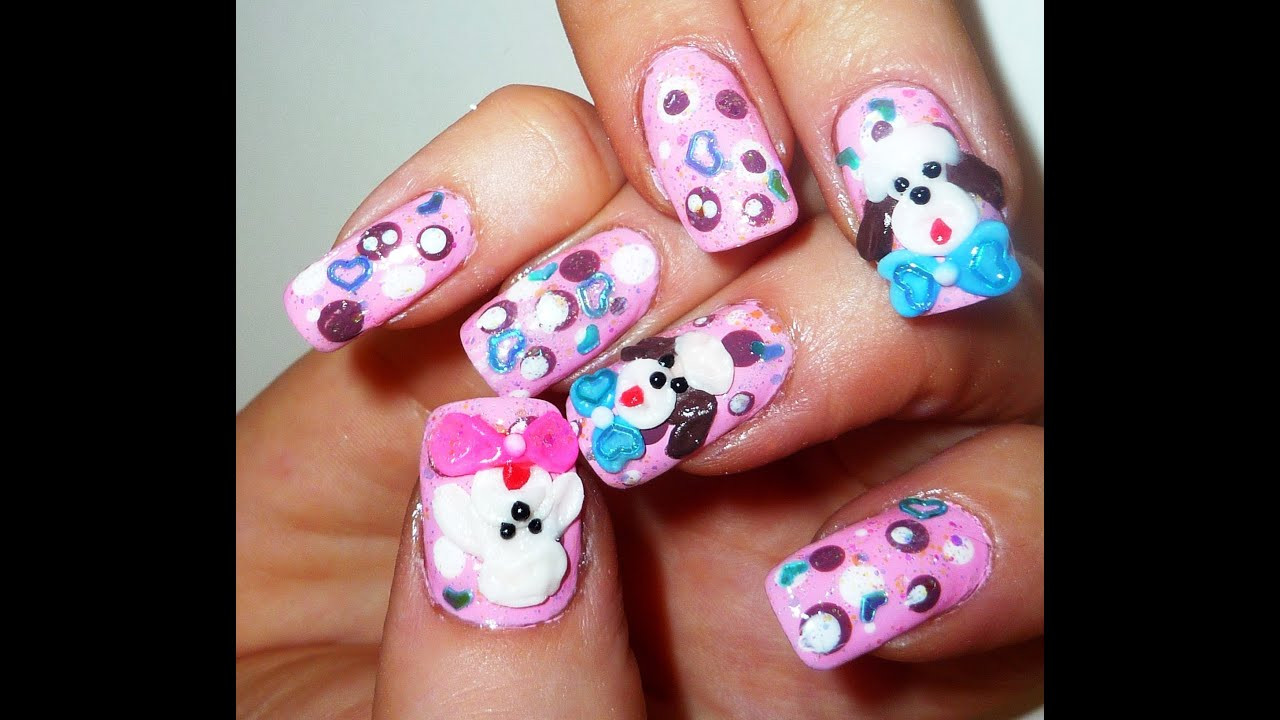 Dog Nail Designs
 3D Poodle Dog Nail Design