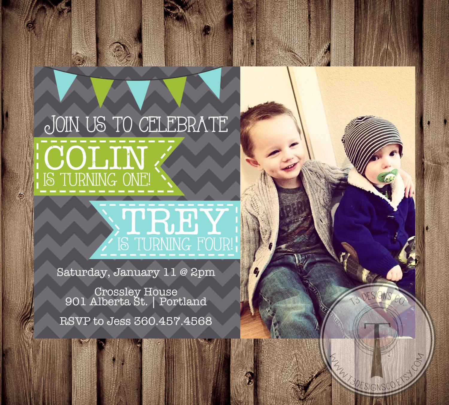 Double Birthday Party Invitations
 Joint Birthday Party Invitation Twin Birthday Invitation